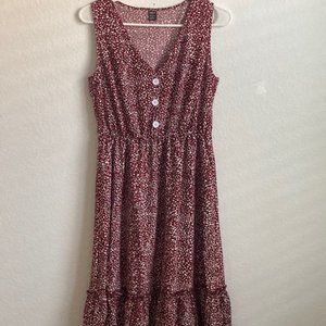 Dalmatian Print Fake Button Ruffle Hem Dress